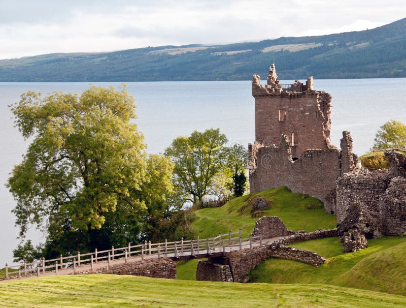 Bridge and Castle buildings, Loch Ness, Highlands, Scotland, U.K