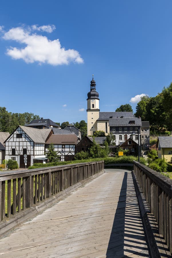 Bridge and Church Sparnberg Saale Stock Image - Image of germany