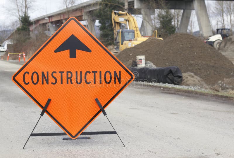 Construction Ahead Sign stock image. Image of slow, warning 26402863