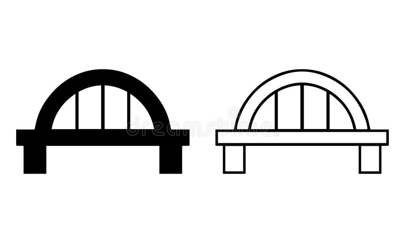 Minimalist bridge design icon in silhouette and line art style. Perfect for engineering, architecture, construction, and infrastructure-related vector projects. Civil engineering line art vectors