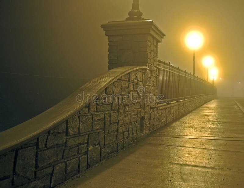 Bridge in Fog at Night