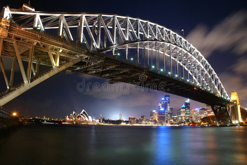 Sydney Opera and Harbour-Bridge at night. Sydney Opera and Harbour-Bridge at night