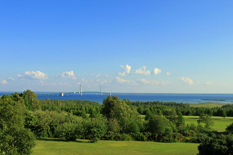 Bridge Lake Huron stock photo. Image of green, traffic 15460574