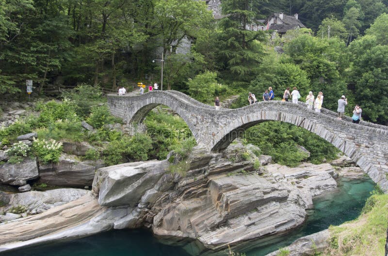 Lavertezzo Bridge stock image. Image of ticino, verzasca 25552793