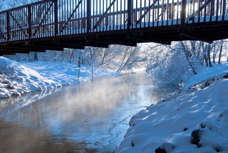 Bridge over freezing creek
