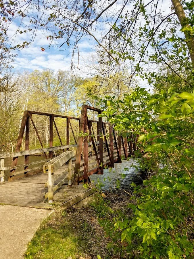 Bridge over Huron River, Island Park, Ann Arbor, Michigan stock image Bridge over Huron River, Island Park, Ann Arbor, Michigan stock image