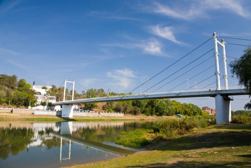 Bridge over the river of Ural in Orenburg.