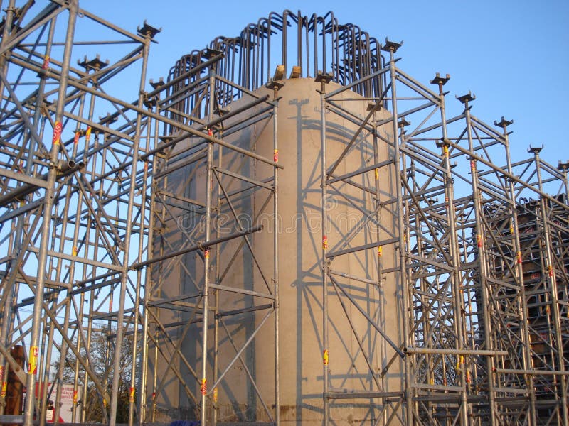 Bridge Pillar Under Construction Stock Image Image of pole, bars