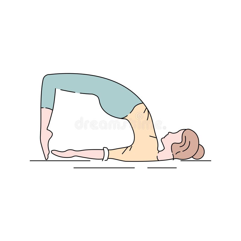 Woman doing exercise in yoga pose. half bridge pose. Vector colored  isolated silhouette illustration. international yoga day concept. Yoga logo  14302789 Vector Art at Vecteezy