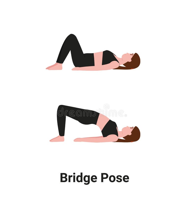 Bridge Pose Yoga Pose Woman Character Stock Illustration - Download Image  Now - Bridge - Built Structure, Yoga, Exercising - iStock