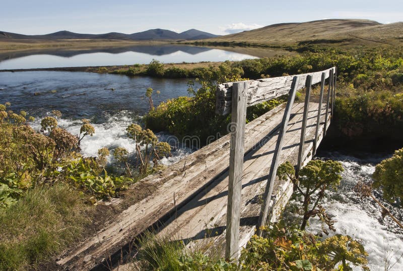 Bridge and reflction on water in Iceland