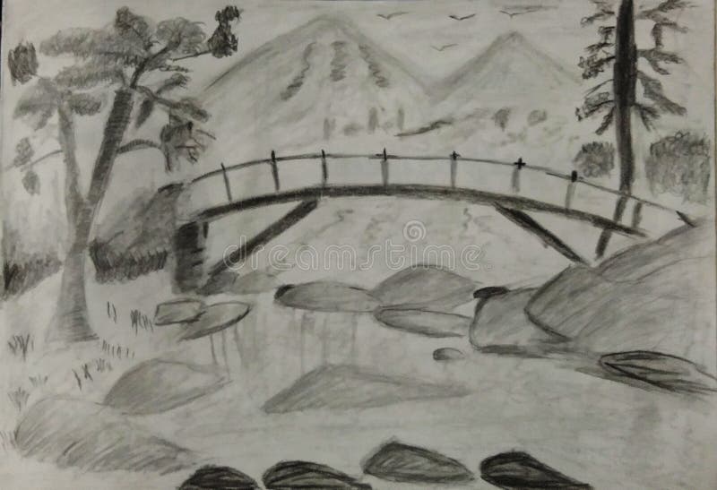 The river under the Bridge Painting by Riddhima Kar