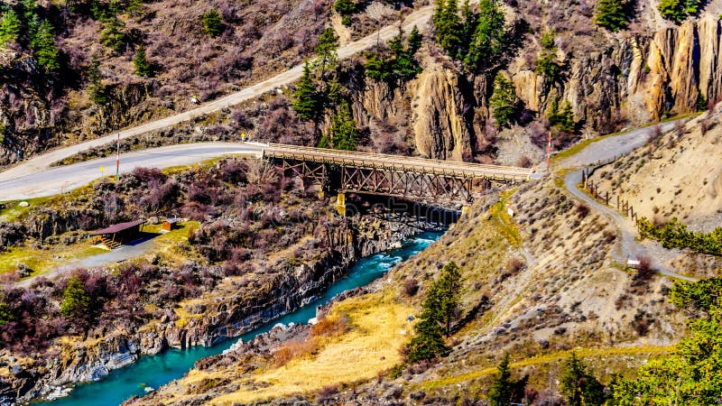 The Bridge River, at the town of Lillooet, British Columbia, Canada stock photos The Bridge River, at the town of Lillooet, British Columbia, Canada stock photos