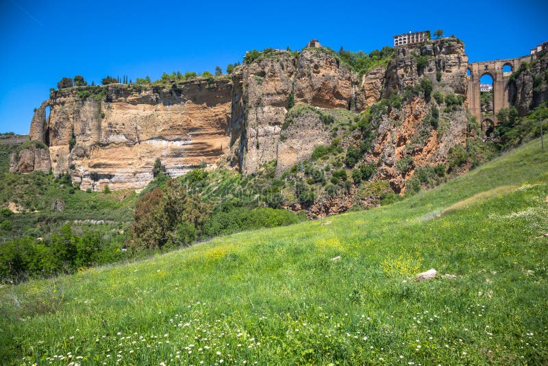 Bridge of Ronda, one of the most famous white villages of Malaga, Andalusia, Spain