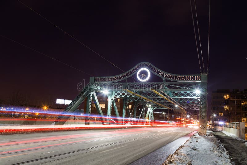 Bridge and Streetcar in Toronto at Night Stock Image - Image of traffic ...