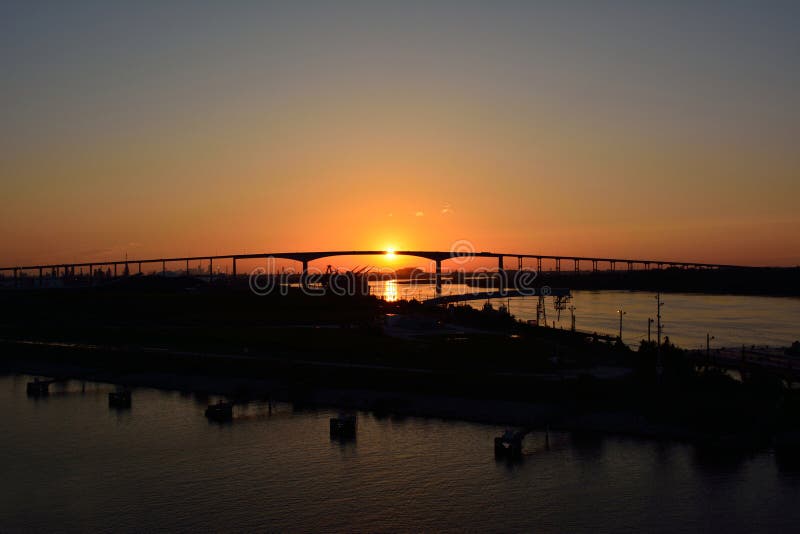 Bridge in the sunset light stock image. Image of houston 42753495
