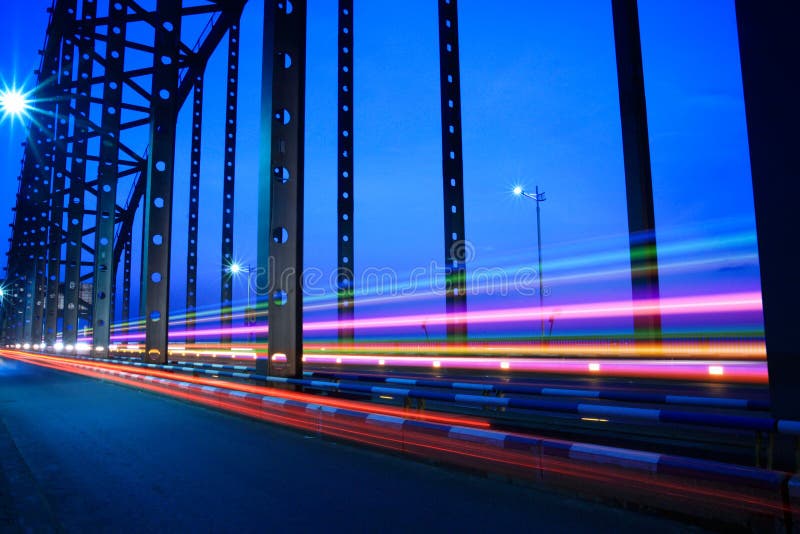 Bridge traffic at night