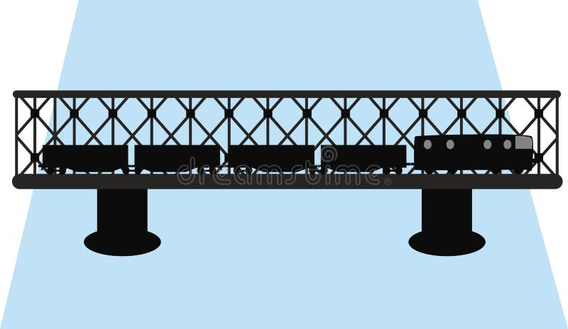 Bridge and train silhouette vector