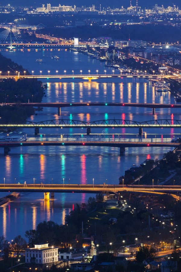 Bridges on Danube River in Vienna Stock Image Image of downtown