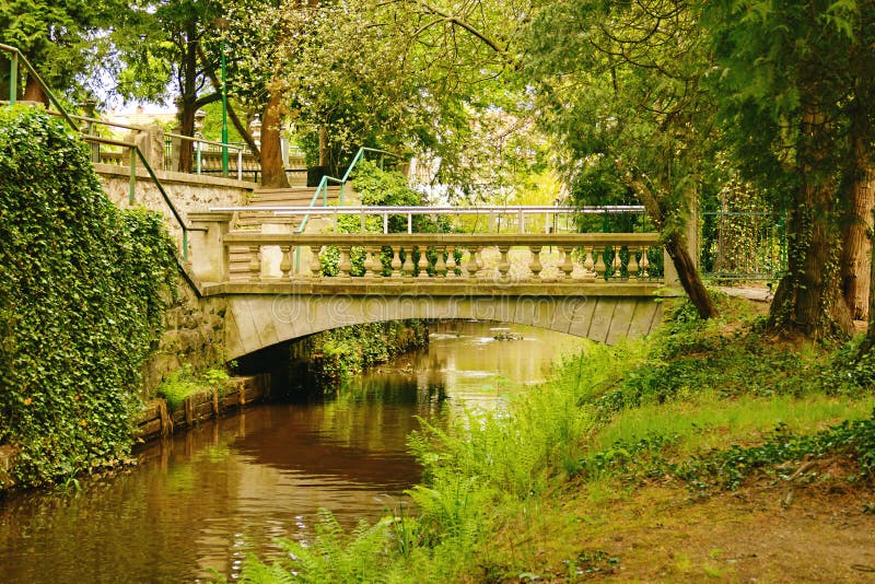 Bridges in the manor park in the city of Iłowa in Poland.