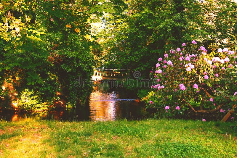 Bridges in the manor park in the city of Iłowa in Poland.