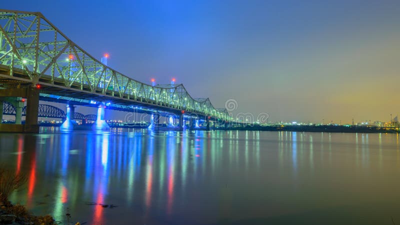 Three bridges over the Ohio River between Jeffersonville IN and Louisville KY