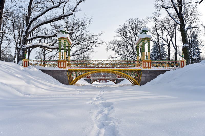 Bridges over winter river