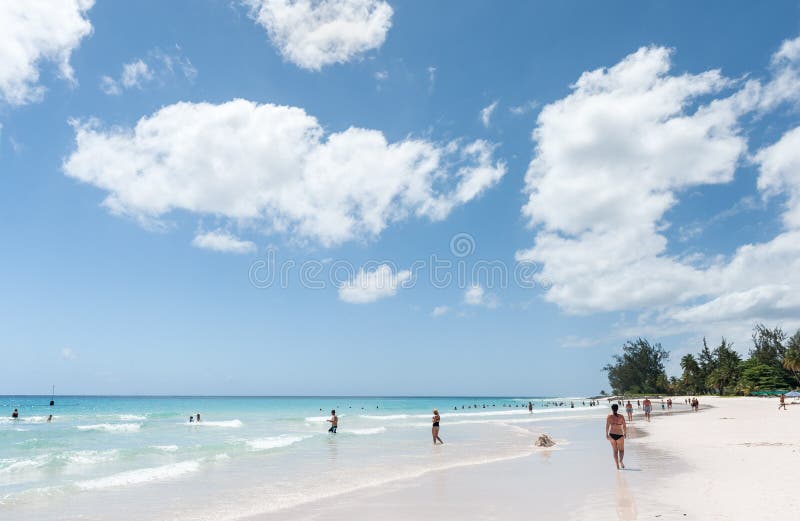 Bridgetown Barbados March 16 2014 Miami Beach In Barbados With Local People Tourists And