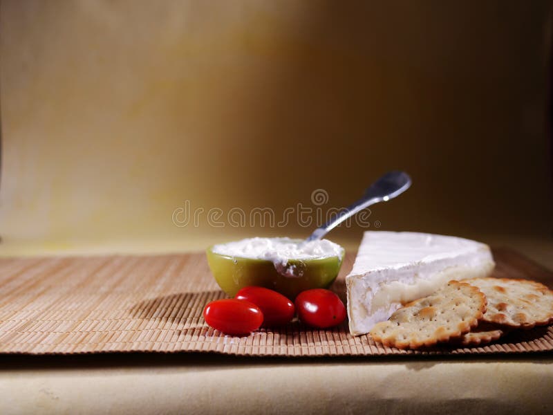 Brie Cheese and Crackers Healthy Snack Wide Shot Stock Image Image of