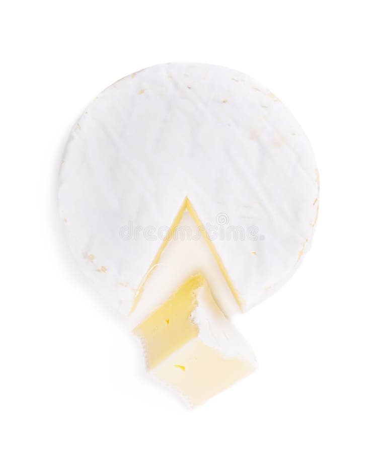 Brie Cheese Set with a Triangular Section Cut Out Stock Image Image