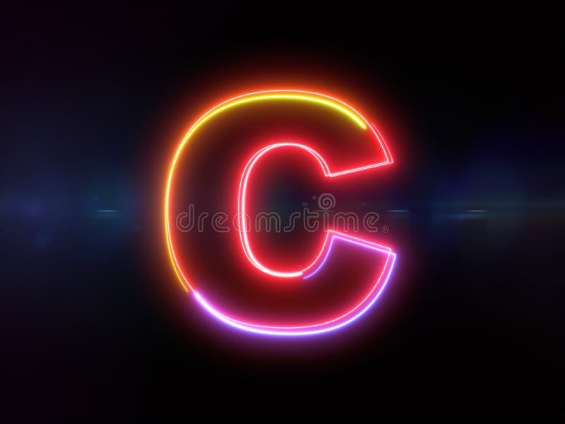 Brief C - kleurrijk gloeiend overzicht stock illustratie