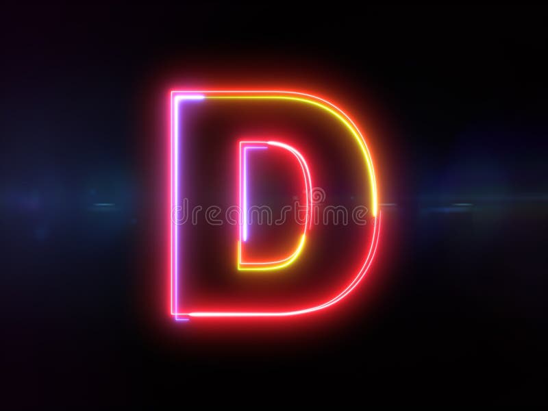 Brief D - kleurrijk gloeiend overzicht vector illustratie