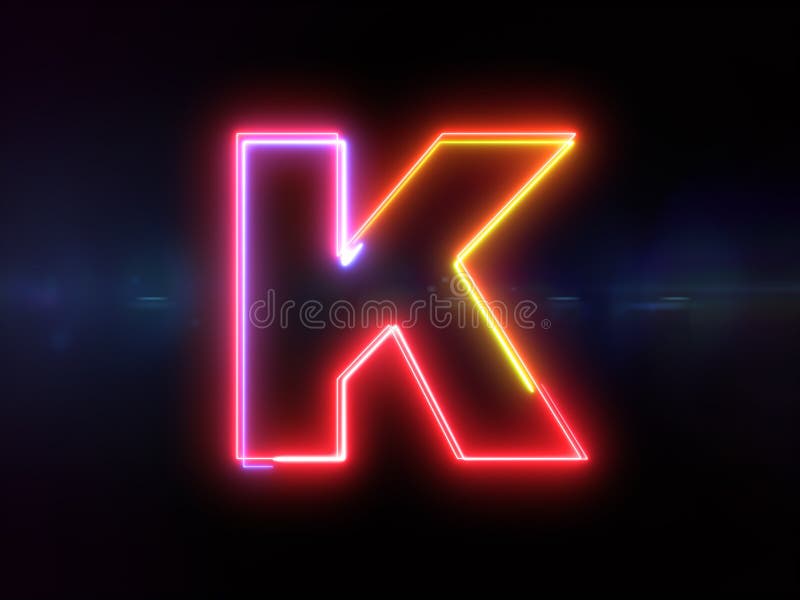 Brief K - kleurrijk gloeiend overzicht royalty-vrije illustratie