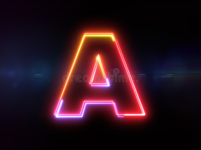 Brief A - kleurrijk gloeiend overzicht vector illustratie