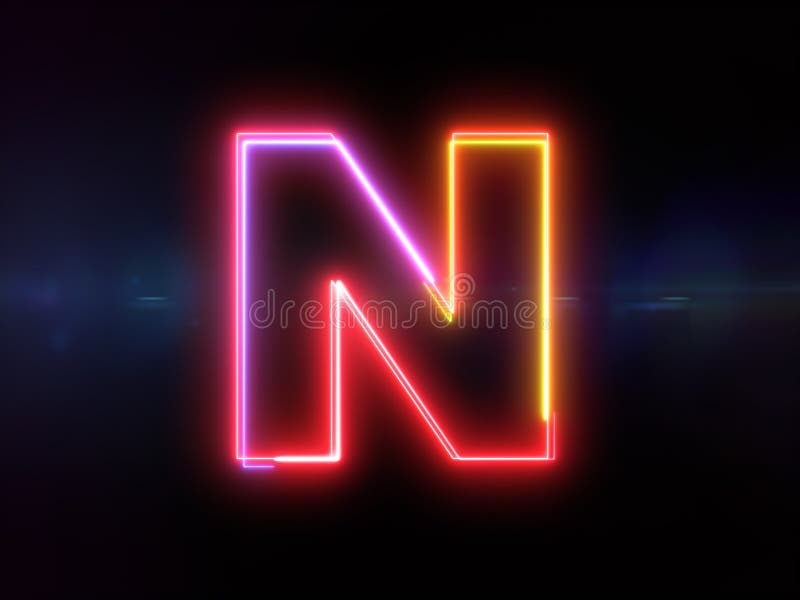 Brief N - kleurrijk gloeiend overzicht stock illustratie