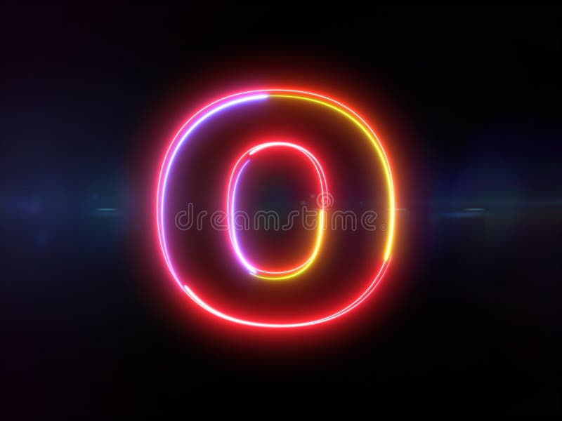 Brief O - kleurrijk gloeiend overzicht vector illustratie