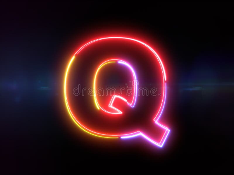 Brief Q - kleurrijk gloeiend overzicht stock illustratie