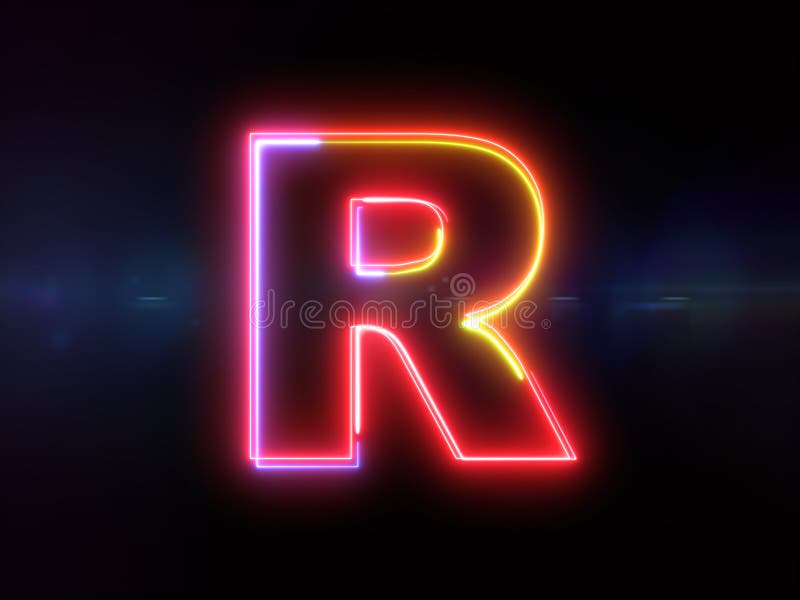 Brief R - kleurrijk gloeiend overzicht vector illustratie