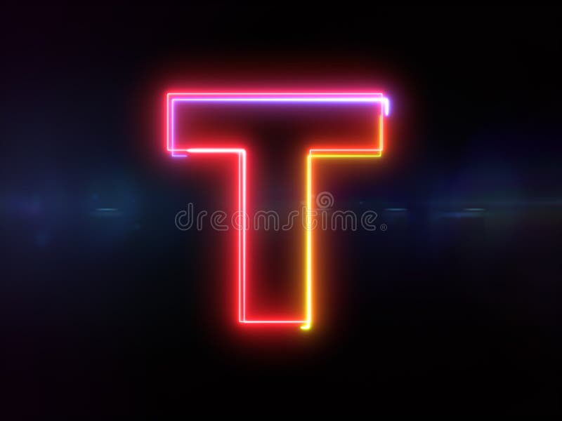 Brief T - kleurrijk gloeiend overzicht vector illustratie