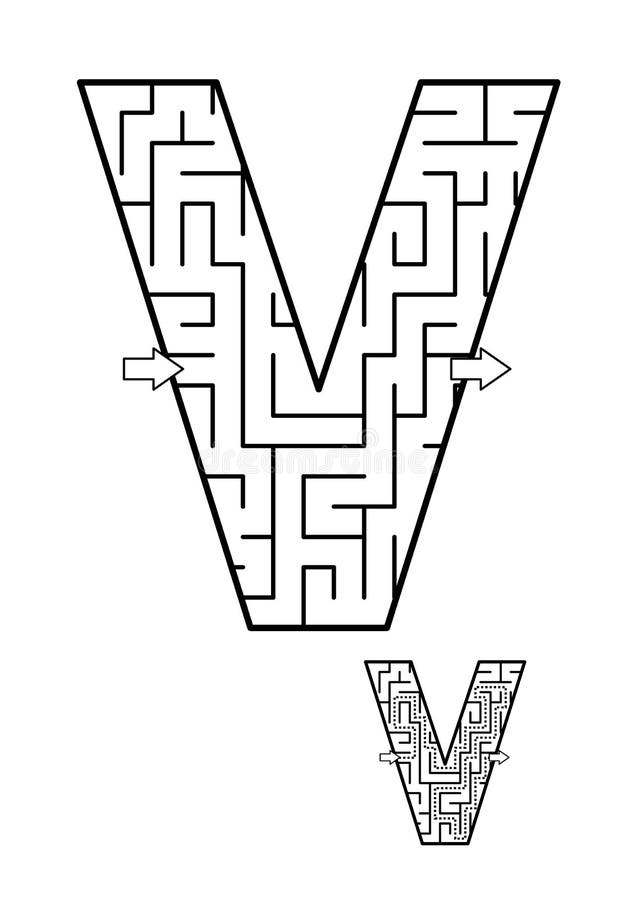 Brief V labyrintspel voor jonge geitjes royalty-vrije illustratie Brief V labyrintspel voor jonge geitjes royalty-vrije illustratie