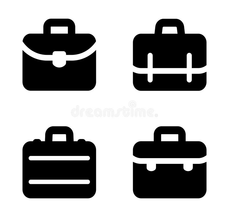 Four variants of briefcase icon. Four variants of briefcase icon