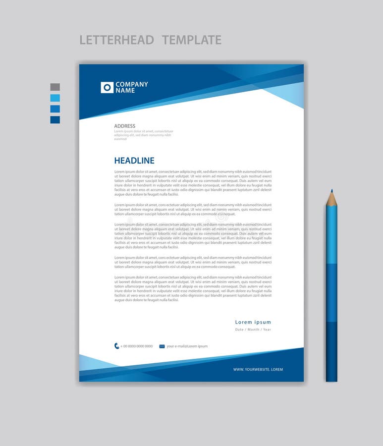 Letterhead template vector, minimalist style, printing design, business advertisement layout, Blue concept background, paper A4. Letterhead template vector, minimalist style, printing design, business advertisement layout, Blue concept background, paper A4