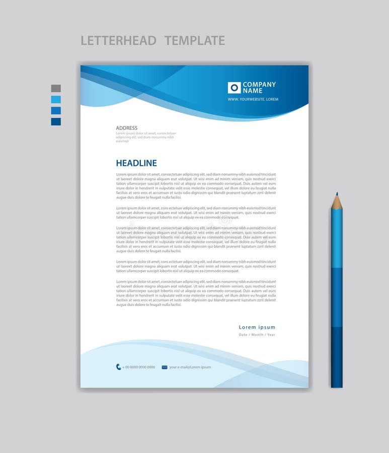 Letterhead template vector, minimalist style, printing design, business advertisement layout, Blue concept background, paper A4. Letterhead template vector, minimalist style, printing design, business advertisement layout, Blue concept background, paper A4