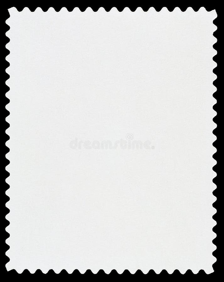 Blank White Postage Stamp on Black. Blank White Postage Stamp on Black