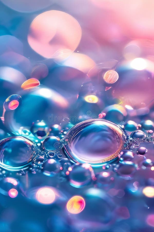 Bright abstract background in the form of bubbles with colorful light spots. stock photography