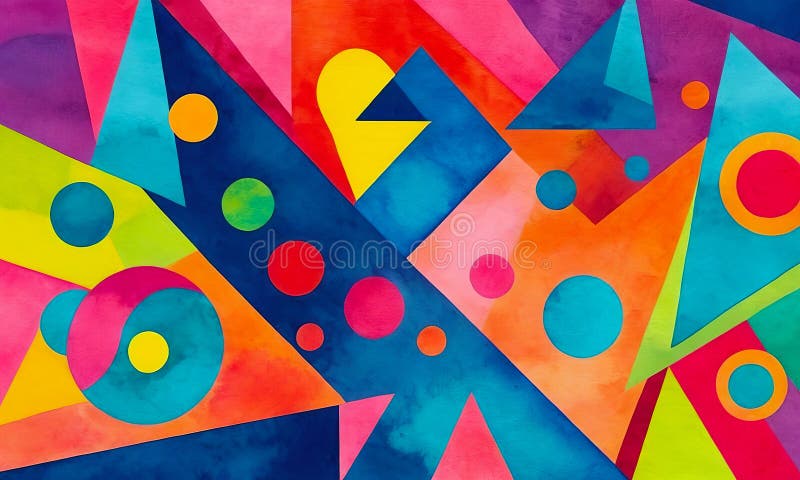 Bright abstract background with multicolor shapes, colorful watercolor pattern stock illustration