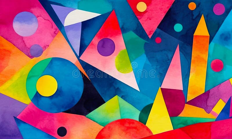Bright abstract background with multicolor shapes, colorful watercolor pattern royalty free illustration