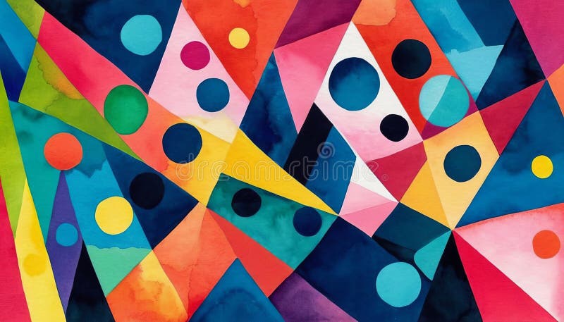 Bright abstract background with multicolor shapes, colorful watercolor pattern vector illustration
