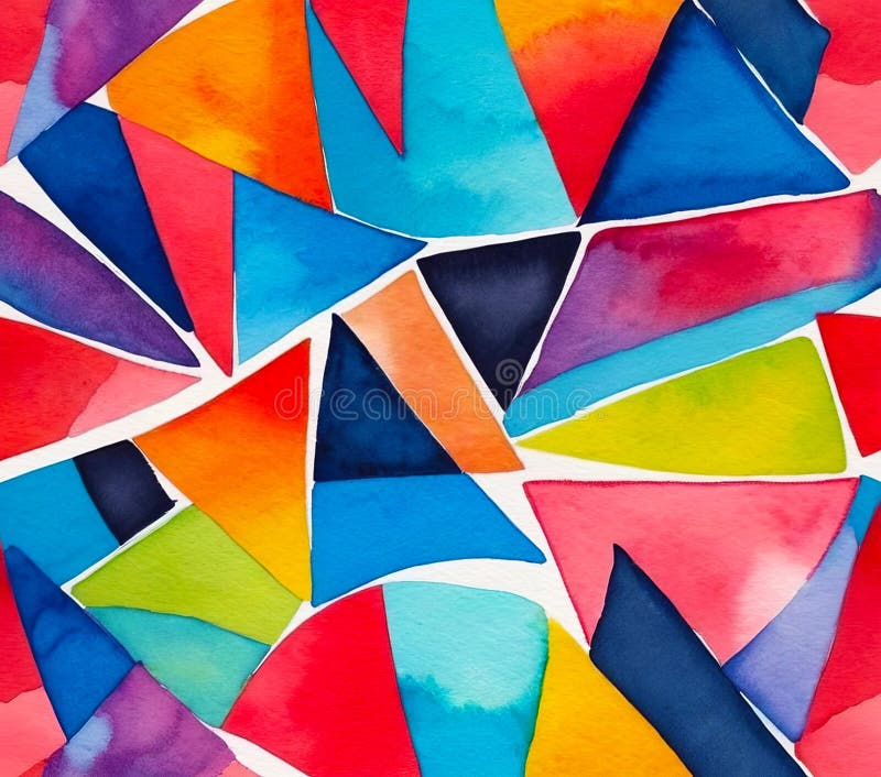 Bright abstract background of multicolored triangles, colorful watercolor pattern royalty free illustration