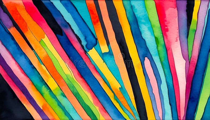 Bright abstract background from various watercolor stripes, colorful pattern vector illustration